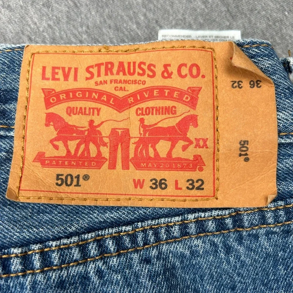 Levi's 501XX Button Fly Jeans Mens 36x30 Straight Leg Blue Denim Pants